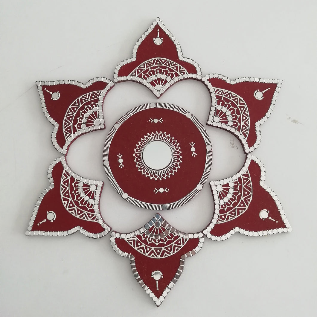 Rangoli Sets- Brown Floral Round